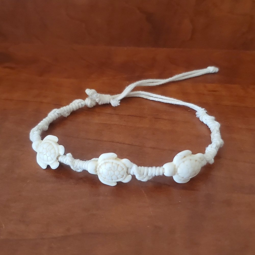 Handcrafted White Turtle Bracelet